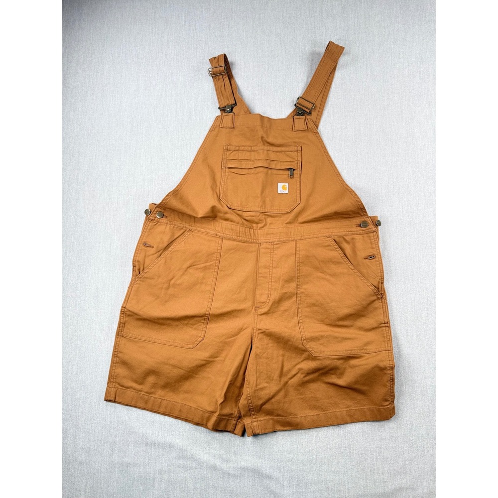 Carhartt Ashland Shortall Womens XL Brown Canvas Bib Overalls Shorts 106197-BA4